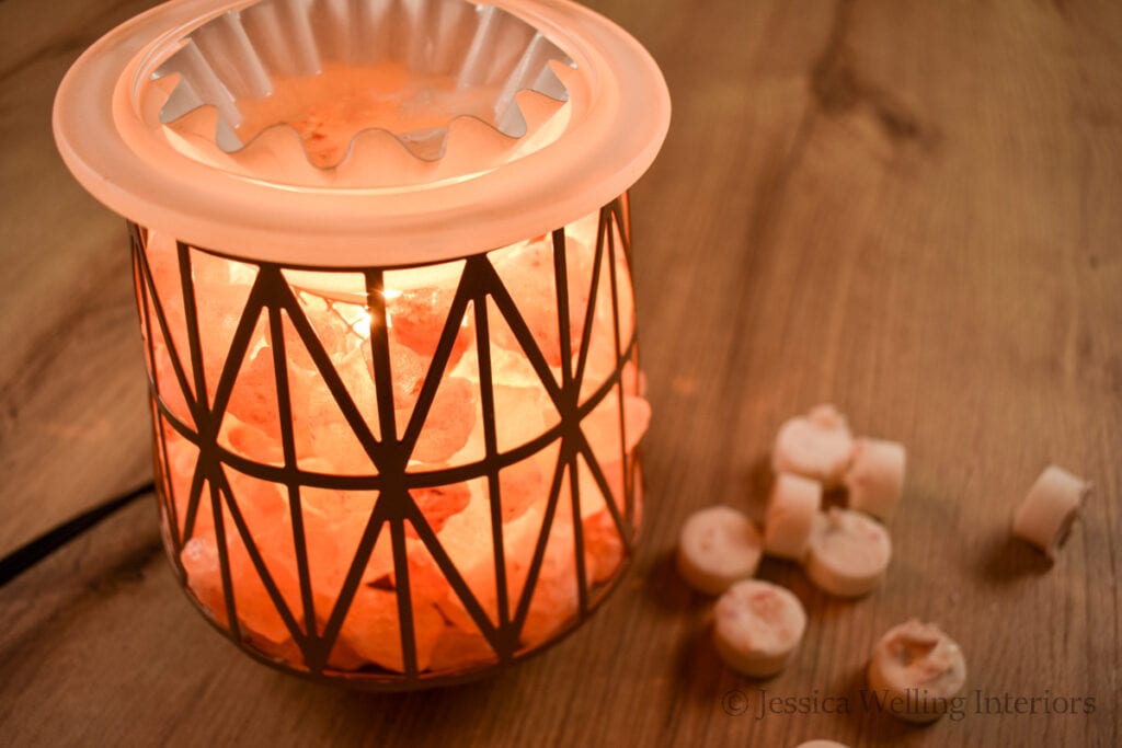 glowing Walmart wax warmer with Himalayan pink salt with scented wax melts
