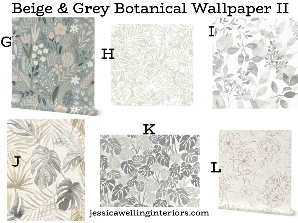 Beige & Grey Botanical Wallpaper: collection of floral and botanical wallpapers
