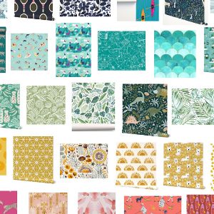 collage of wallpapers for girls' rooms