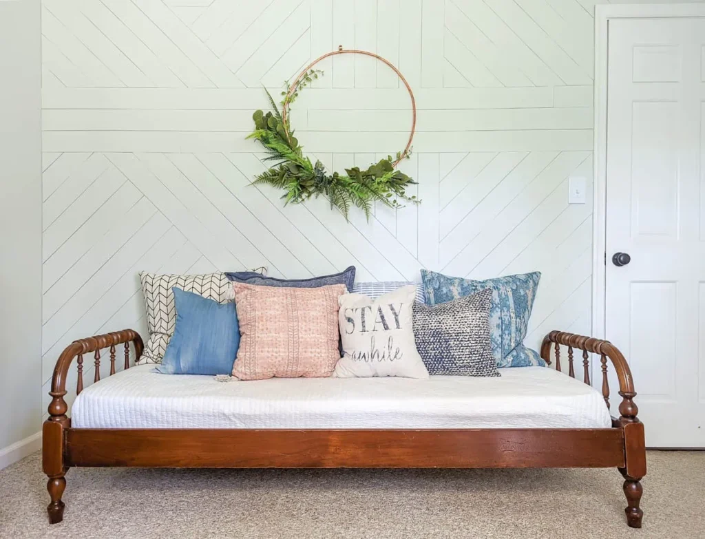 modern shiplap-style accent wall