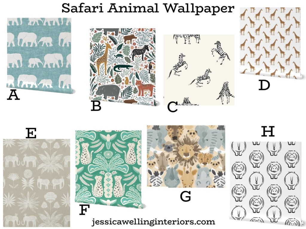Safari Animal Wallpaper for Girls: collection of safari wallpaper ideas for kids with giraffes, zebras, hippos, lions, cheetahs, elephants, crocodiles, etc.