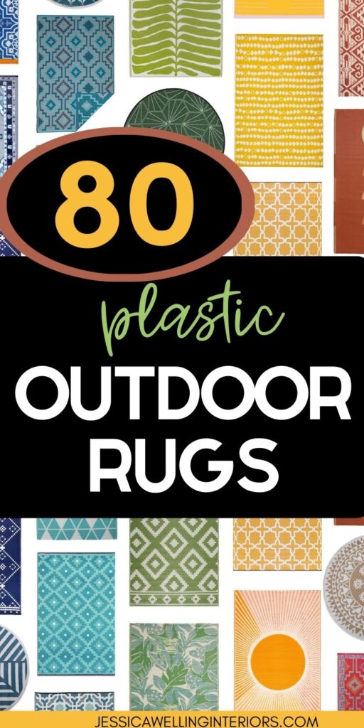 80 Plastic Outdoor Rugs: collage of woven plastic Rio mats in every color