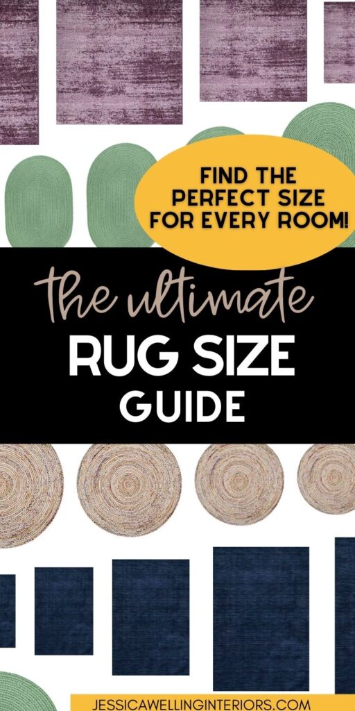 The Ultimate Rug Size Guide: Find the Perfect Size for Every Room: collage of rugs in different shapes and sizes