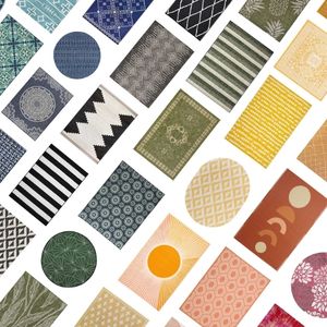 collage of colorful outdoor rugs