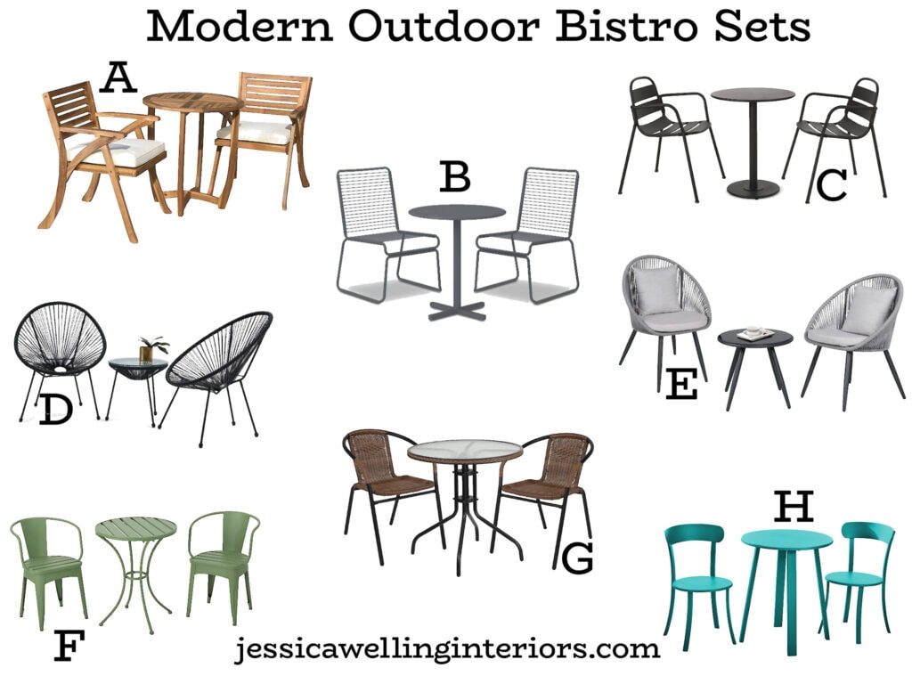 Modern Outdoor Bistro Sets: collection of 8 stylish modern outdoor dining sets for 2