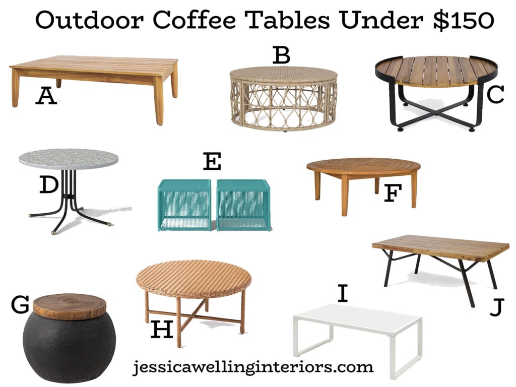 Outdoor Coffee Tables Under $150: 10 modern Boho patio coffee tables