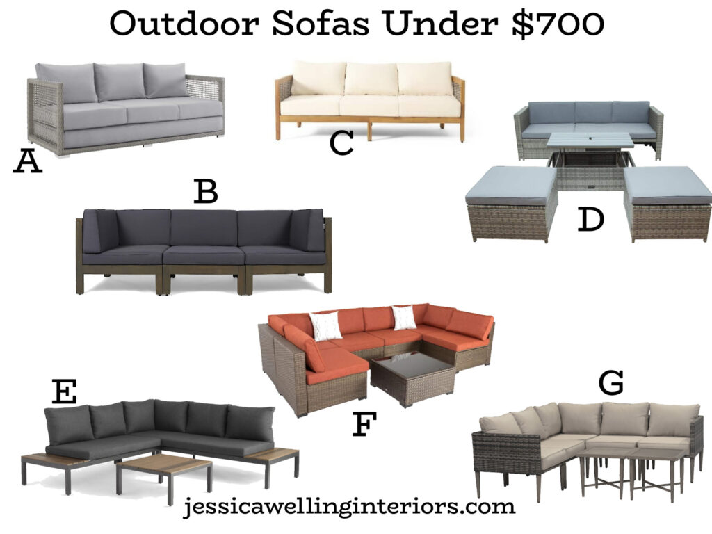 Outdoor Sofas Under $700: collection of modern patio sofas and outdoor sectionals