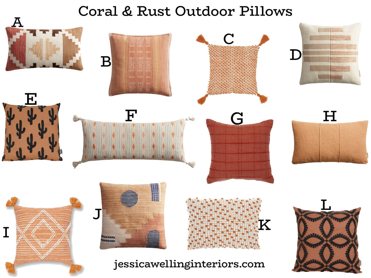 The Best Boho Outdoor Pillows 2024 Jessica Welling Interiors   Rust Outdoor Pillows 1 