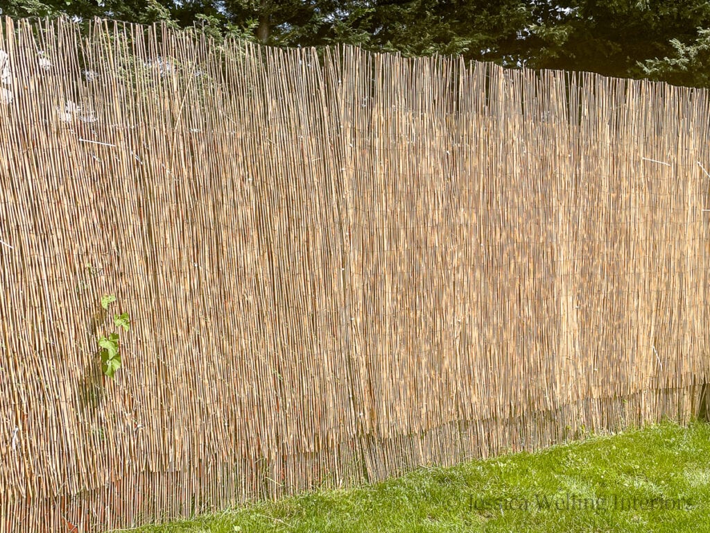 finished bamboo chain link fence cover