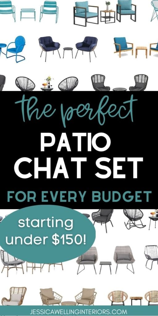 The Perfect Patio Chat Set for Every Budget (starting under $150!) collage of outdoor seating groups