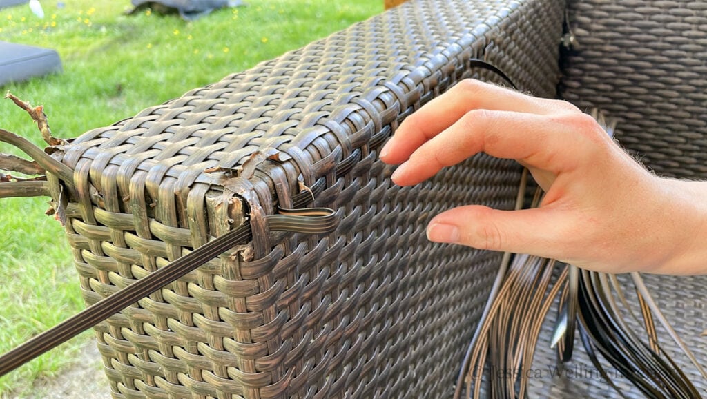resin wicker reed being woven