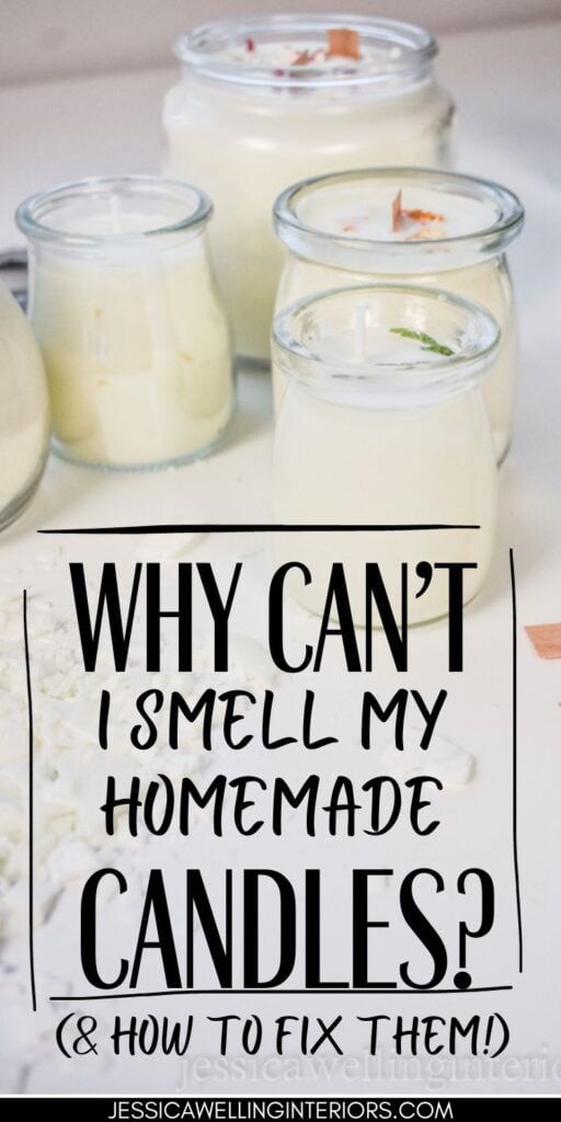 Why can't I smell my homemade candles? & How to fix them: several DIY candles against a white background