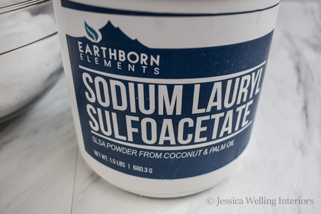 close up of a container of SLSA- sodium lauryl sulfoacetate