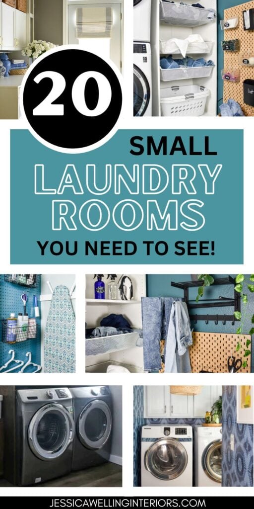 20 Small Laundry Rooms You Need to See! Collage of small laundry rooms with space-saving features