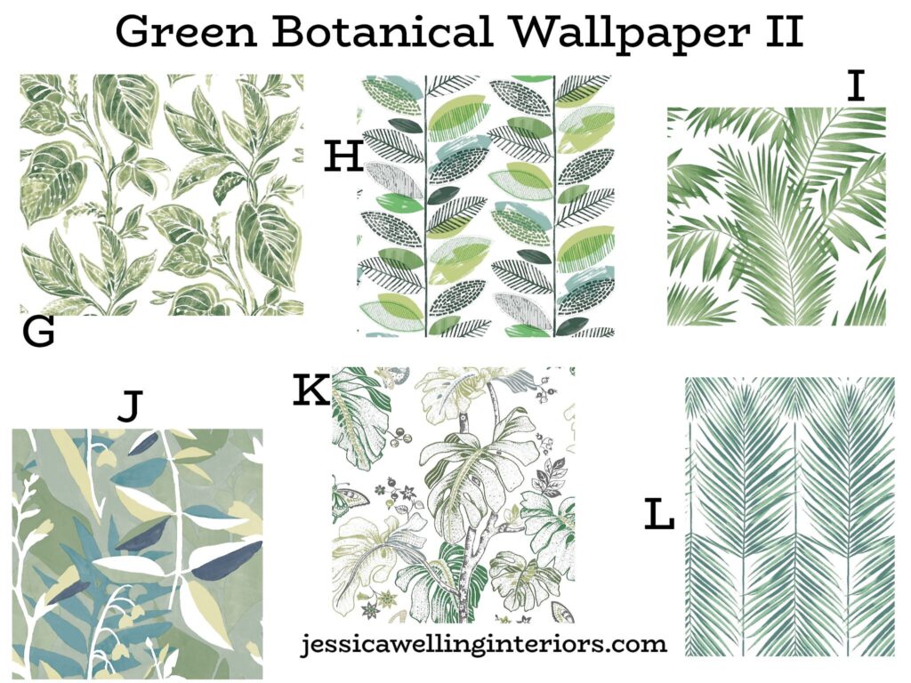 Green Botanical Wallpaper II: collage of floral leaf motifs
