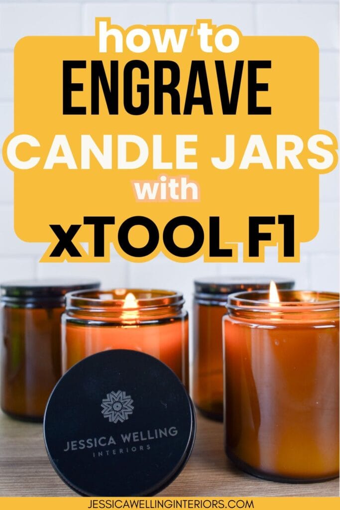 how to engrave candle jars with xtool F1: custom engraved candle lid in front of a handmade candles