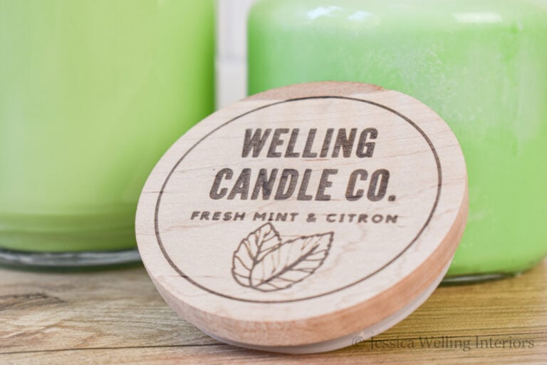 engraved wood candle lid and candles