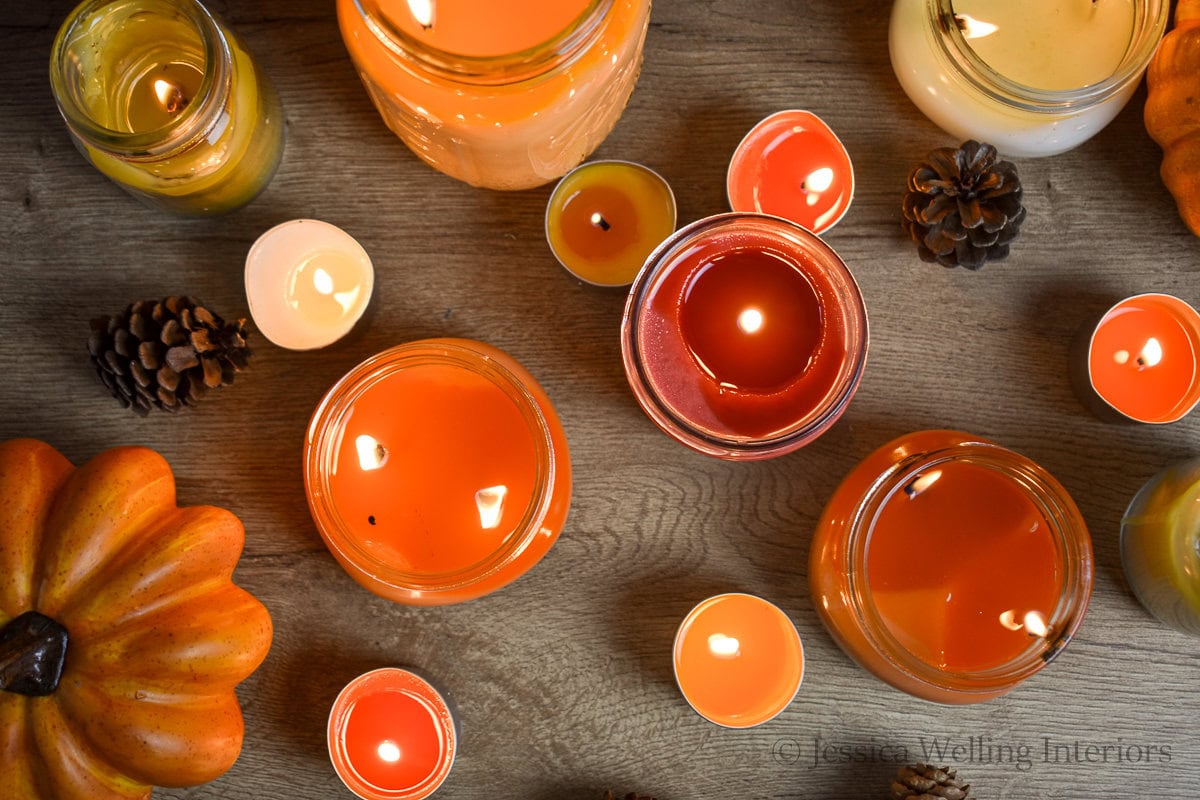 Fall candles on a table